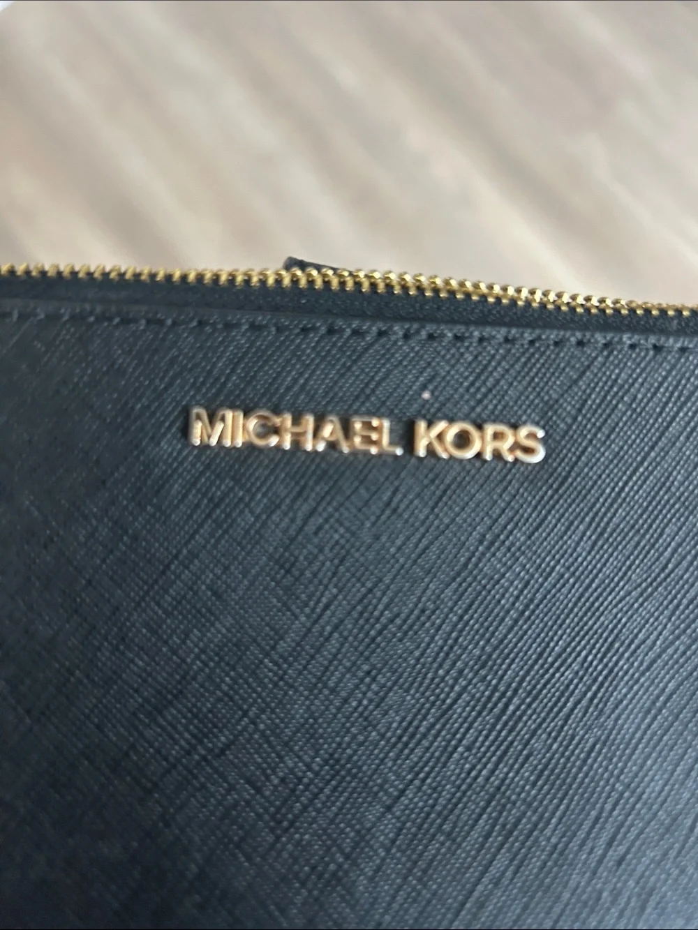 Michael Kors Jet Set Travel Double Zip Wristlet Leather Phone Case Wallet Black